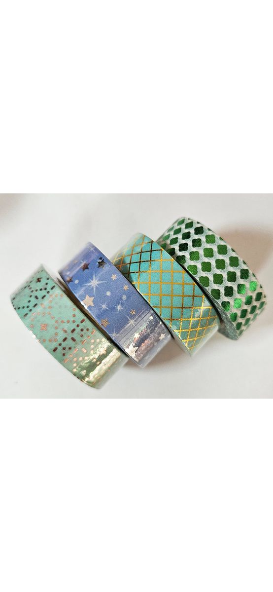 Set 4 role Washi Tape Aqua, benzi adezive decorative