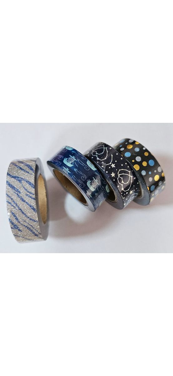 Set 4 role Washi Tape Navy, benzi adezive decorative