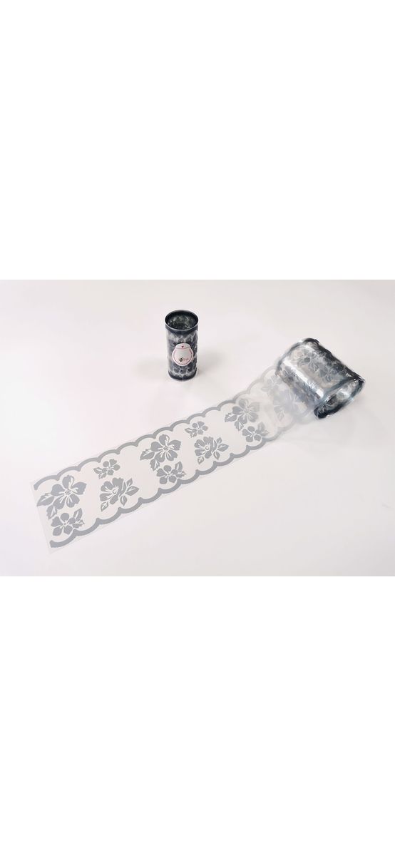 Sticker geam, Folina, bordură decorativă, model floral gri, 10x135 cm