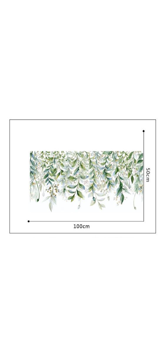 Sticker tip bordură decorativă cu frunze verzi, pentru perete sau geam, 50x100 cm