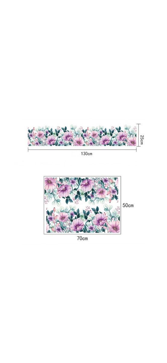 Sticker floral, Folina, bordură decorativă cu flori mov, 25x130 cm