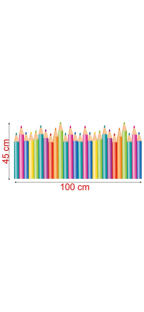 Bordură decorativă autoadezivă, Folina, Creioane colorate, multicolor, 45 x100 cm, racletă de aplicare inclusă