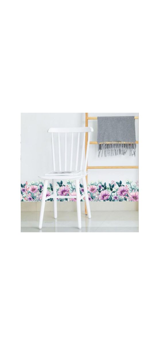 Sticker floral, Folina, bordură decorativă cu flori mov, 25x130 cm