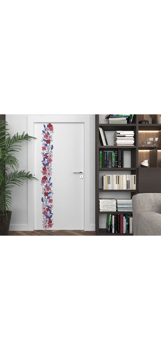 Bordură decorativă autoadezivă, Folina, model floral în nuanţe de roşu şi albastru, 30x200 cm