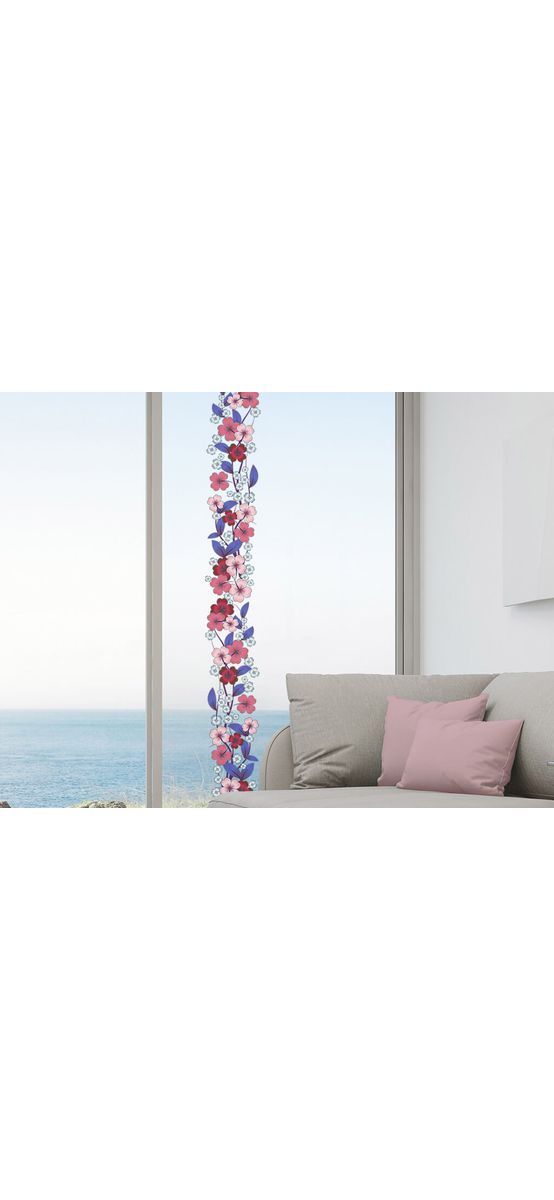 Bordură decorativă autoadezivă, Folina, model floral în nuanţe de roşu şi albastru, 30x200 cm