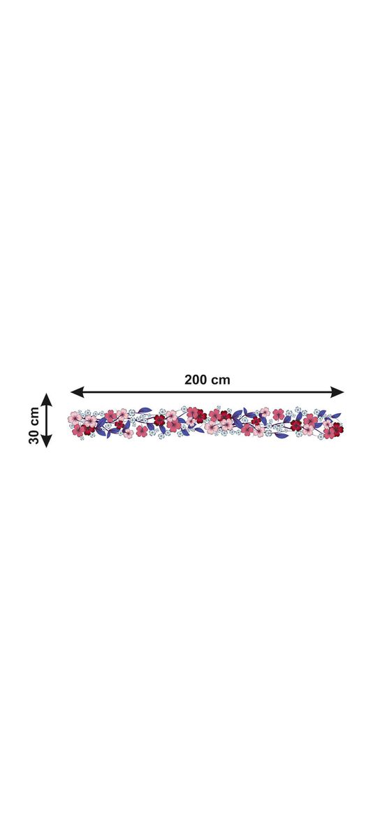 Bordură decorativă autoadezivă, Folina, model floral în nuanţe de roşu şi albastru, 30x200 cm