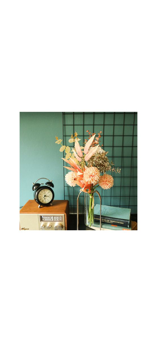 Buchet decorativ cu flori şi plante artificiale, 40 cm înălţime