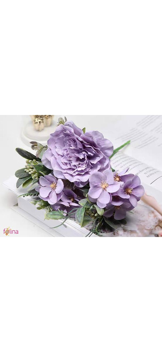 Buchet flori artificiale lila, 25 cm înălţime