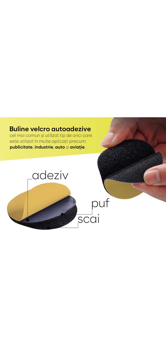 Buline din material tip Velcro (arici) cu bandă autoadezivă – diametru personalizabil- set de 30 de seturi