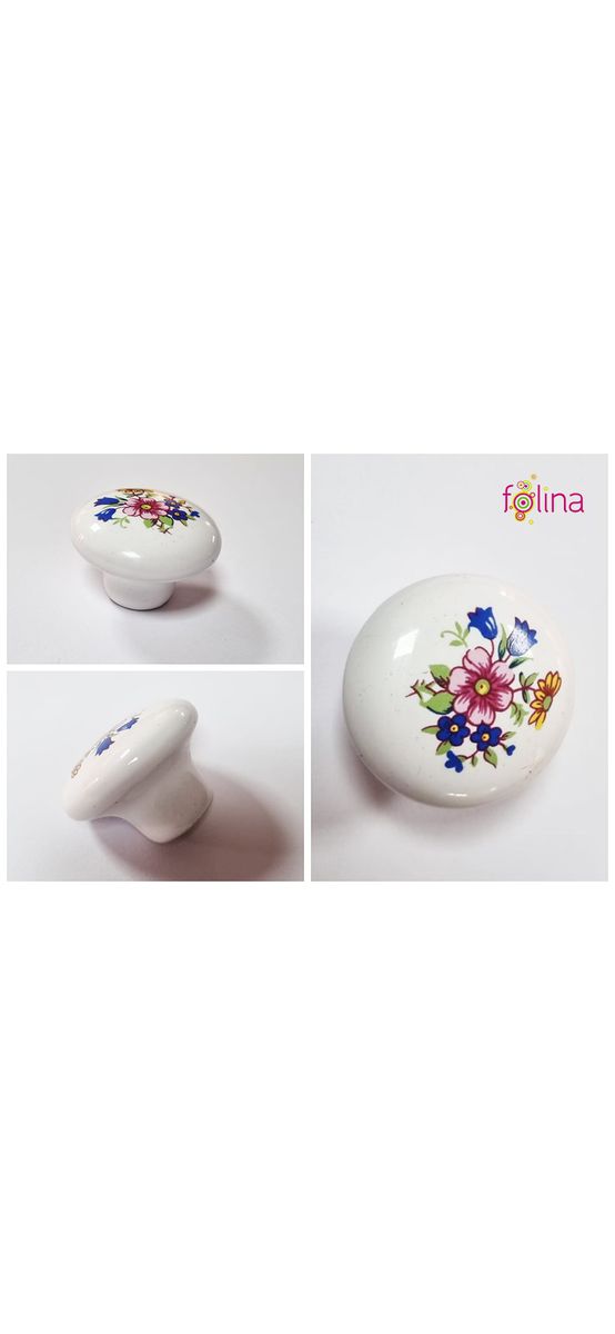 Mâner mobilă, Folina 6275, buton alb cu flori