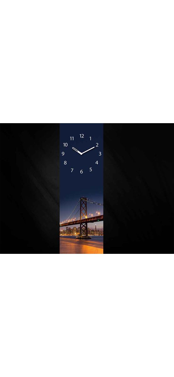 Ceas de perete San Francisco Nights, imprimeu cu podul Golden Gate, 20 x 60 cm
