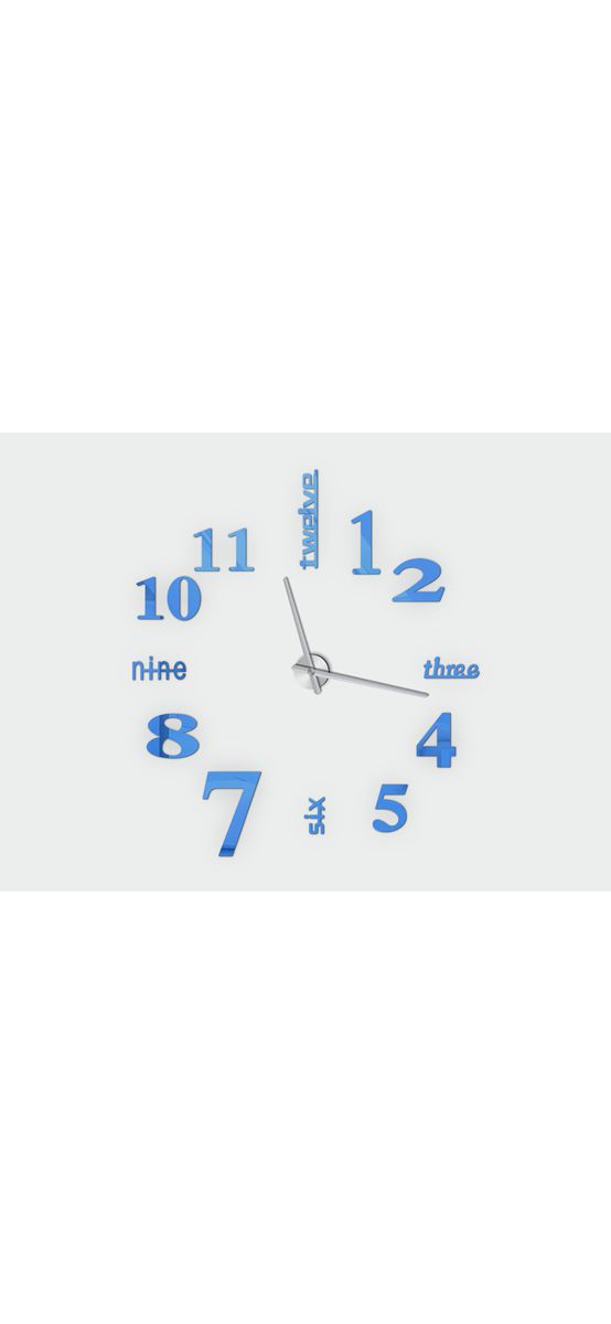 Ceas perete Dakota, Folina, decorațiune din oglindă acrilică albastră, diametru ceas 120 cm