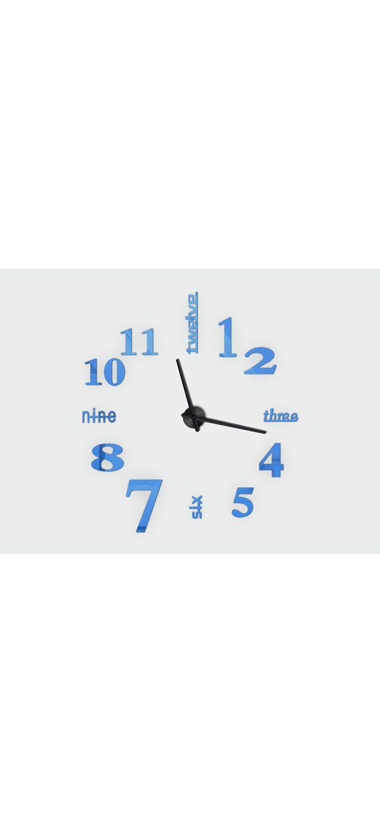 Ceas perete Dakota, Folina, decorațiune din oglindă acrilică albastră, diametru ceas 120 cm