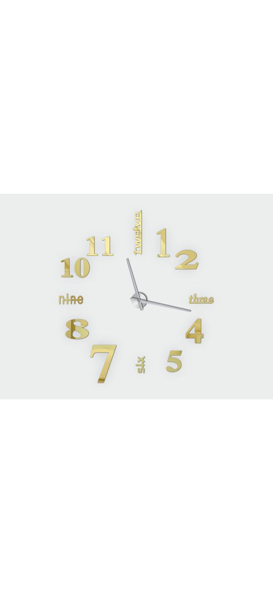 Ceas perete Dakota, Folina, decorațiune din oglindă acrilică aurie, diametru ceas 120 cm