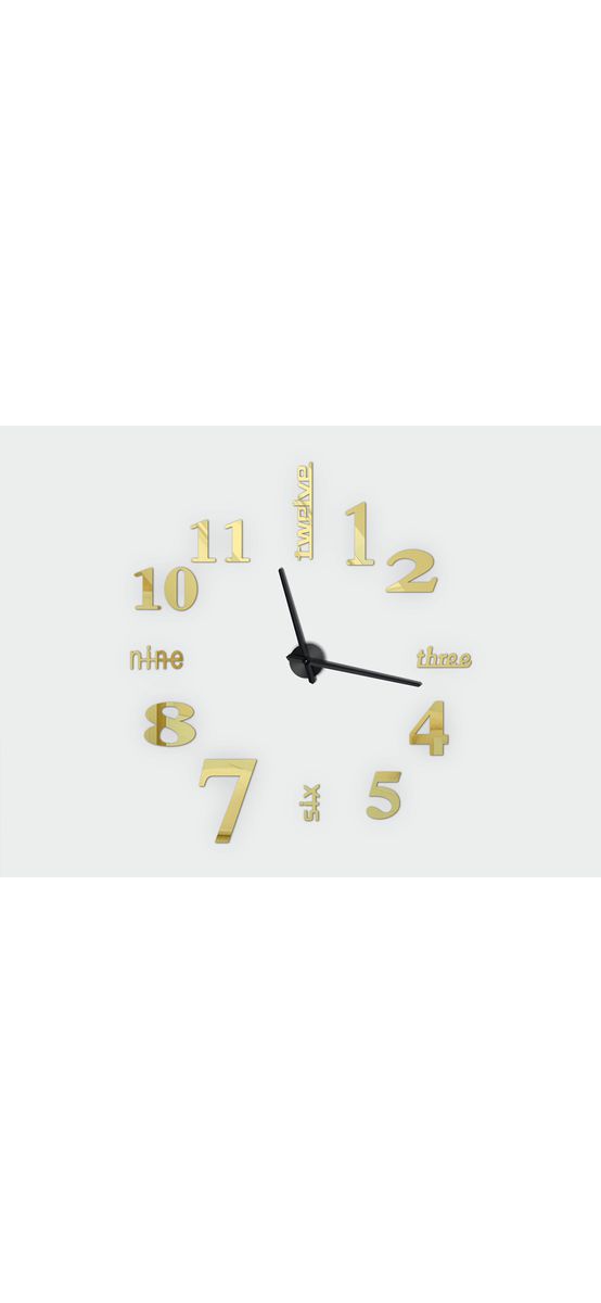 Ceas perete Dakota, Folina, decorațiune din oglindă acrilică aurie, diametru ceas 120 cm
