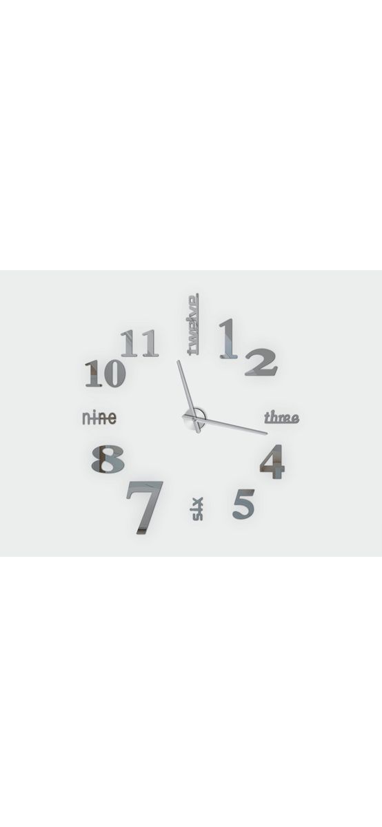 Ceas perete Dakota, Folina, decorațiune din oglindă acrilică gri, diametru ceas 120 cm