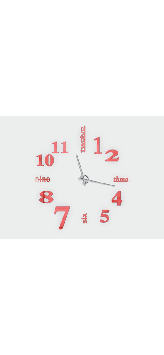 Ceas perete Dakota, Folina, decorațiune din oglindă acrilică roșie, diametru ceas 120 cm