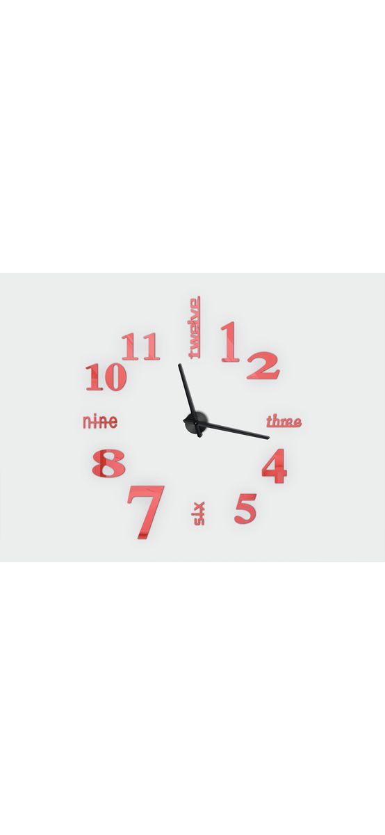 Ceas perete Dakota, Folina, decorațiune din oglindă acrilică roșie, diametru ceas 120 cm