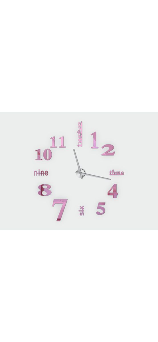 Ceas perete Dakota, Folina, decorațiune din oglindă acrilică roz, diametru ceas 120 cm