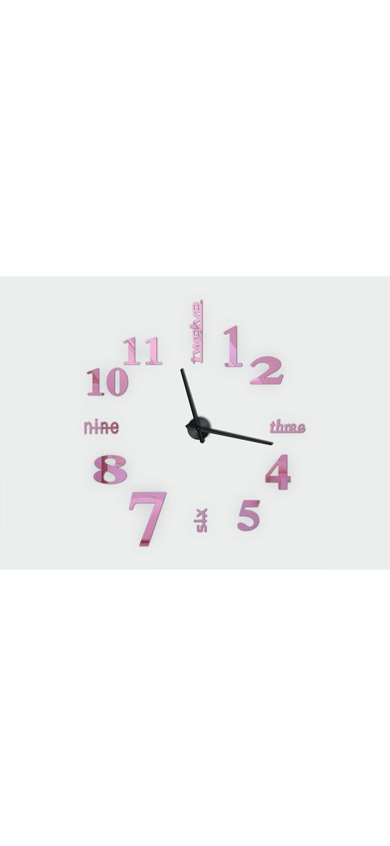 Ceas perete Dakota, Folina, decorațiune din oglindă acrilică roz, diametru ceas 120 cm