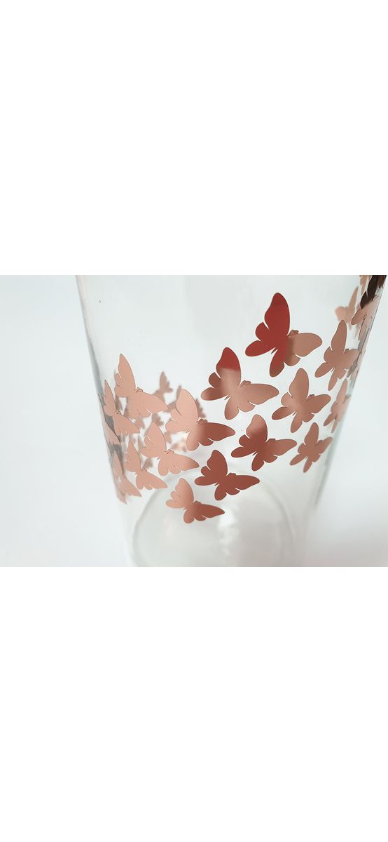 Cilindru din sticlă Fluturi Rose Gold