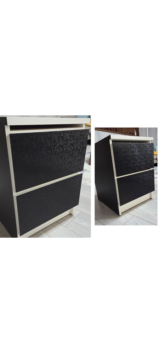 Autocolant mobilă negru embosat, model fluid decorativ - 75x250 cm