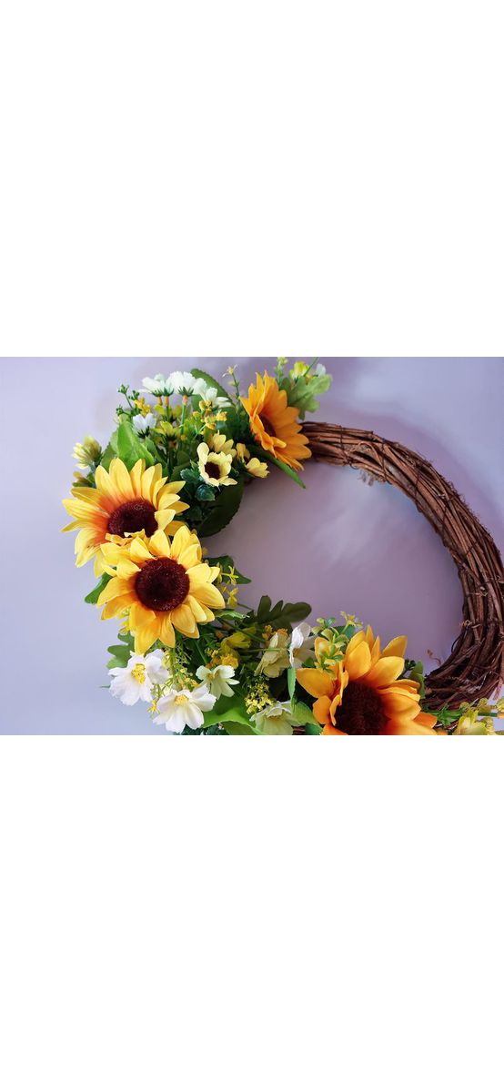 Coroniţă decorativă cu flori artificiale, Folina, cu floarea soarelui, 30 cm