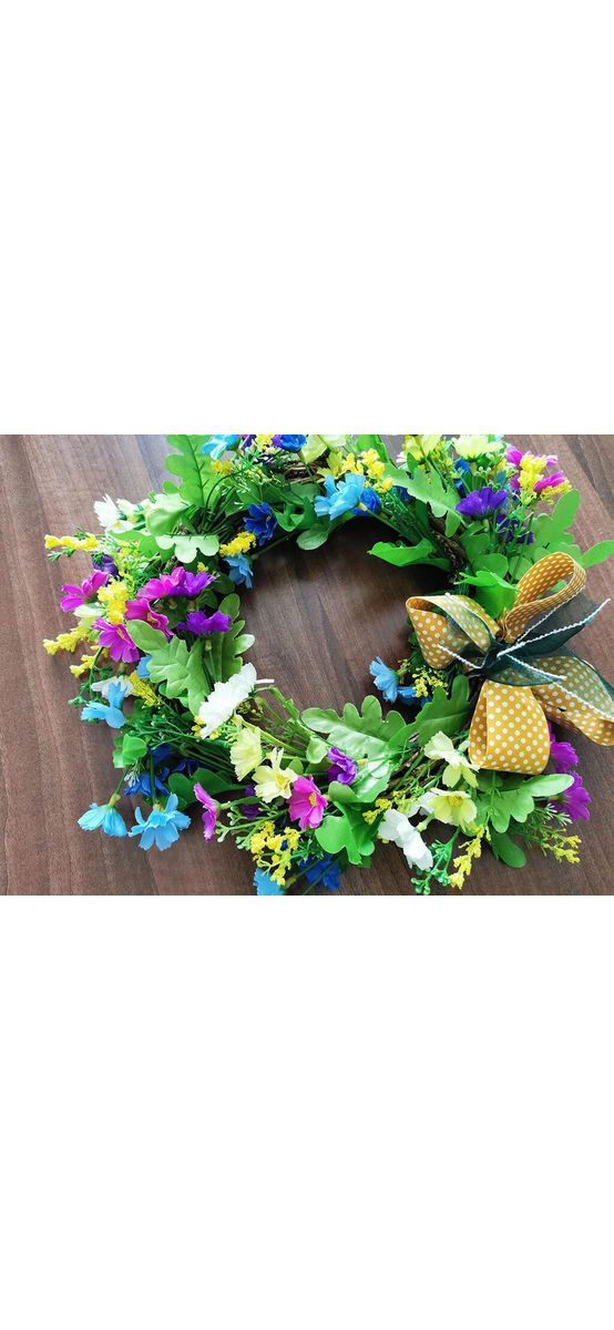 Coroniţă decorativă, Folina, flori artificiale multicolore, 25 cm