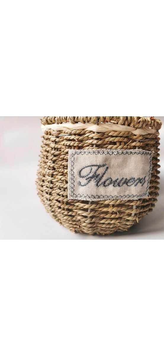 Coş decorativ împletit, ratan natur, 15 cm