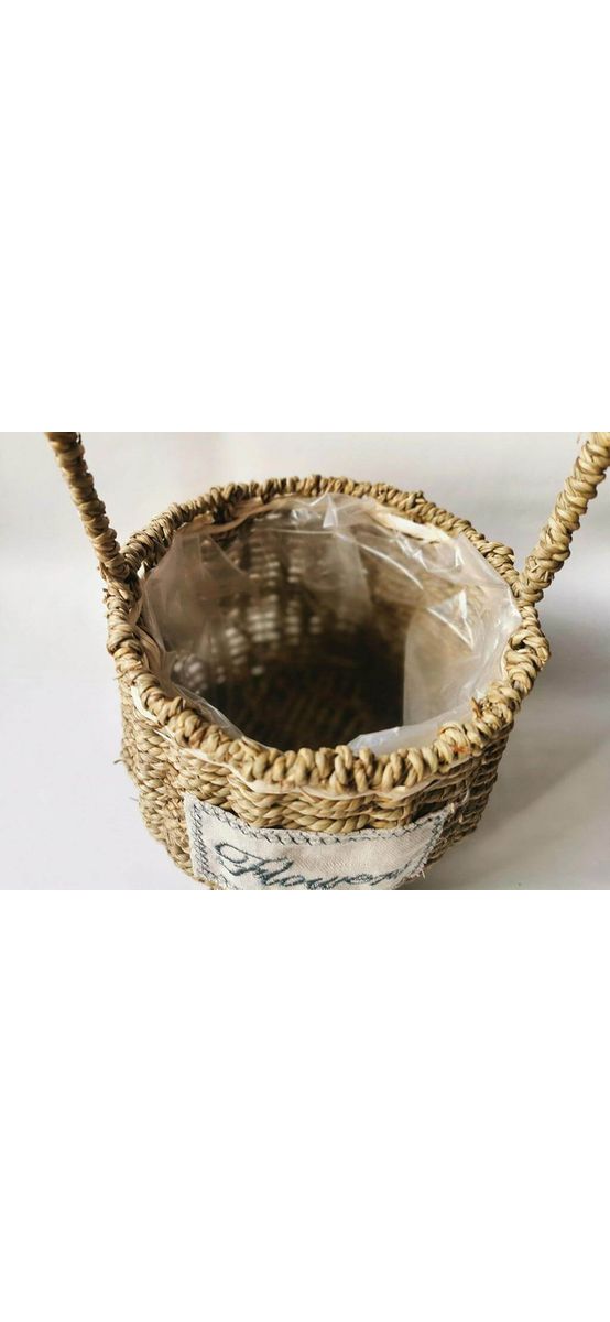 Coş decorativ împletit, ratan natur, 15 cm