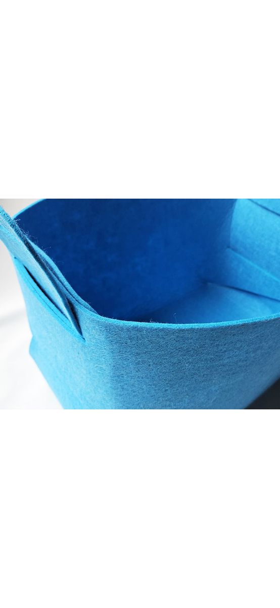 Coș depozitare și organizare din pâslă bleu, Folina, cu mânere, 38 x 23 x 24 cm