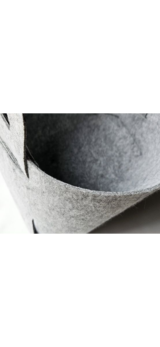 Coș depozitare și organizare din pâslă gri, Folina, cu mânere, 38 x 23 x 24 cm