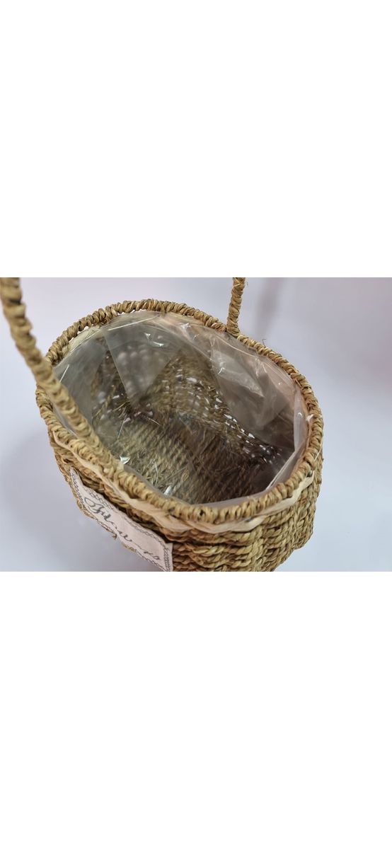 Coş decorativ din ratan împletit, formă ovală