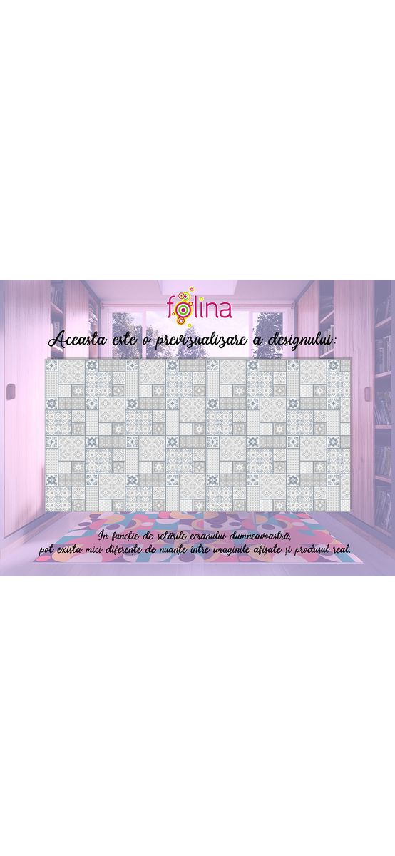 Covor din vinil Belinda, linoleum antiderapant cu model gri. rolă de 80x290 cm