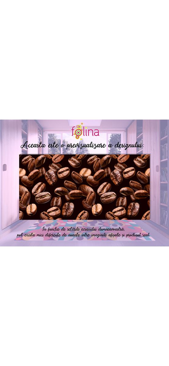 Covor antiderapant pentru bucătărie, din pvc, model Coffee Beans, linoleum antiderapant la rolă de 80 cm lățime