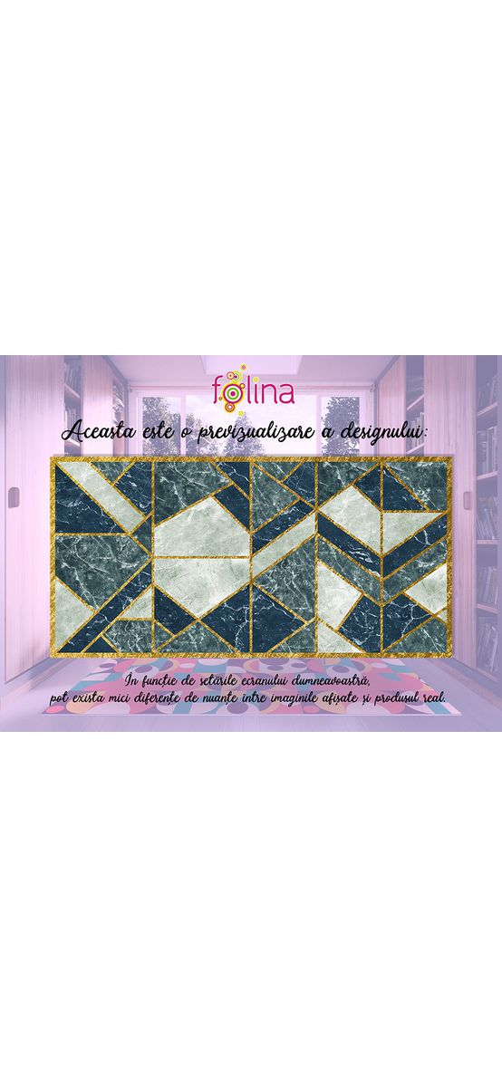 Covor antiderapant pentru hol și terasă, din pvc, model Geometrik, linoleum antiderapant la rolă de 80x158 cm