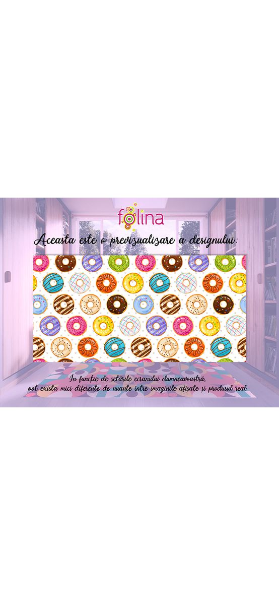 Covor antiderapant pentru cameră copii, din pvc, model cu gogoși colorate, linoleum antiderapant la rolă de 80x158 cm lățime