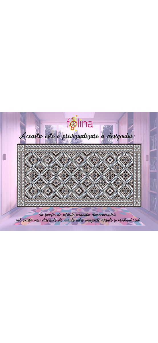 Covor PVC, cu model romburi, linoleum antiderapant la rolă de 80x490 cm