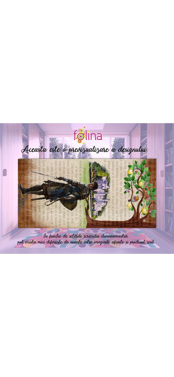 Covor antiderapant pentru camera copii, din pvc, model Prâslea cel voinic, linoleum antiderapant la rolă de 80x158 cm lățime.