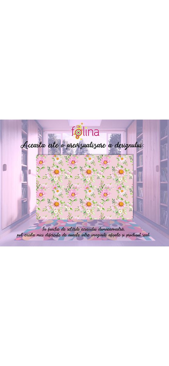 Covor antiderapant pentru hol și terasă, din pvc, model floral watercolor, linoleum antiderapant la rolă de 80x158 cm.
