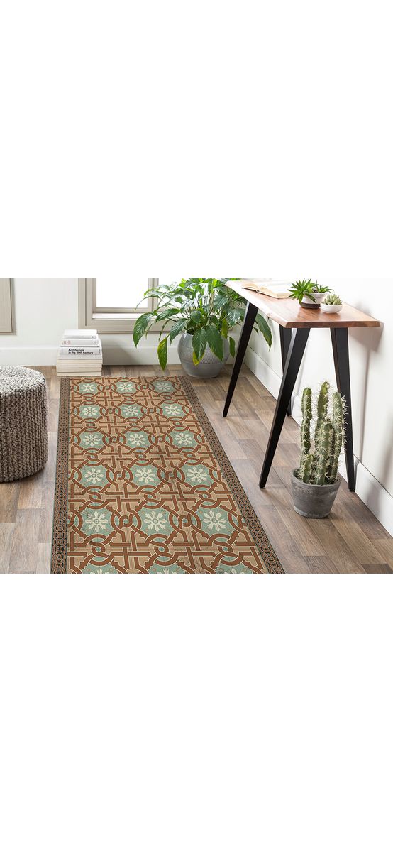 Covor antiderapant din vinil, traversă cu model ceramică persană, 70 cm lățime