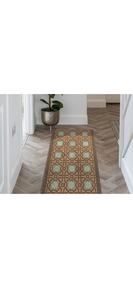 Covor antiderapant din vinil, traversă cu model ceramică persană, 70 cm lățime