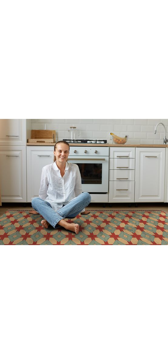 Covor antiderapant din vinil, traversă cu model mozaic maur, 70 cm lățime