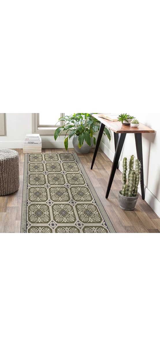 Covor antiderapant din vinil, traversă cu model mozaic mediteranean, 70 cm lățime