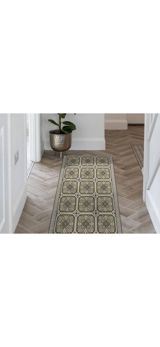 Covor antiderapant din vinil, traversă cu model mozaic mediteranean, 70 cm lățime