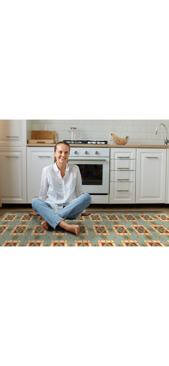 Covor antiderapant din vinil, traversă cu model mozaic andaluz, 70 cm lățime