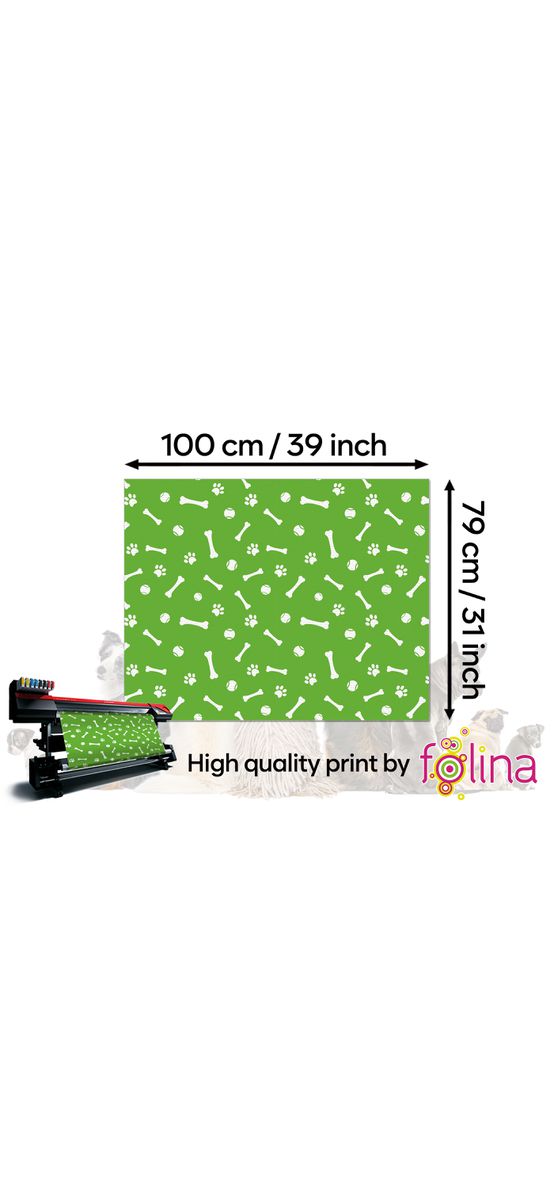 Covor antiderapant din vinil, verde cu model alb, 79 x 100 cm