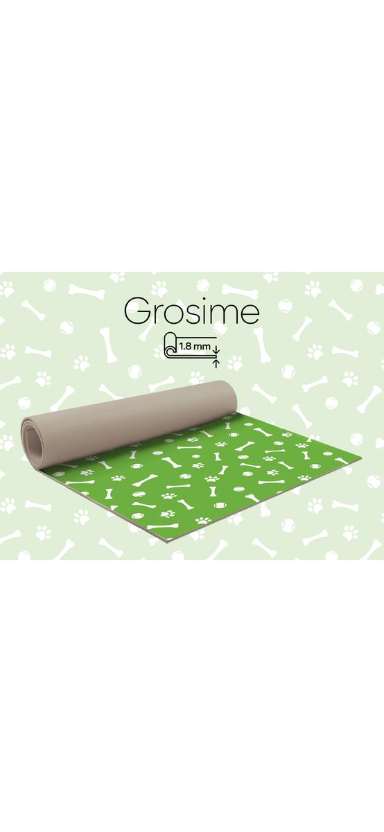 Covor antiderapant din vinil, verde cu model alb, 79 x 100 cm