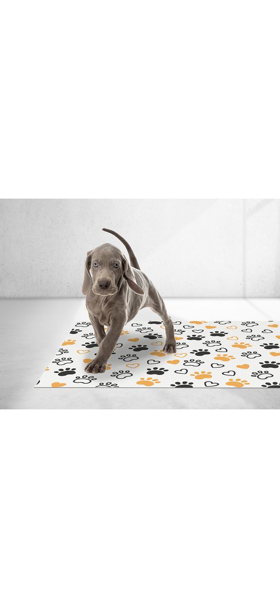 Covor antiderapant din vinil, pentru animale de companie, cu model lăbuţe, 79 x 100 cm