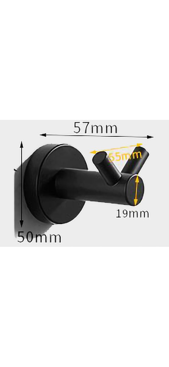 Cuier din inox negru, suport de perete dublu pentru halate sau prosoape, model 751542